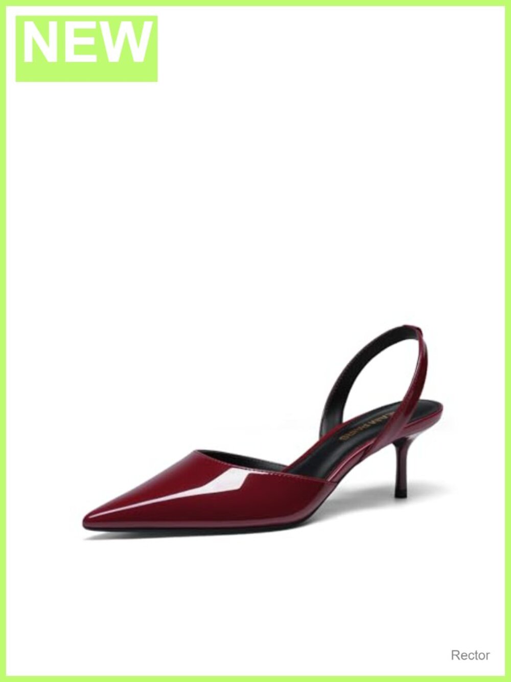 Faux Leather Slingback Kitten Heel Pumps with Detachable Ankle Strap